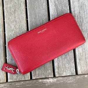 Saint Laurent Red Leather Wallet